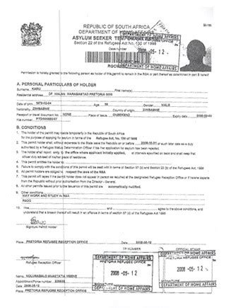 south Africa refugee status check